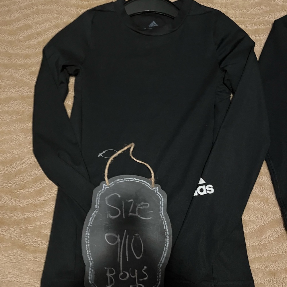 Adidas Kids Black tech fit Long Sleeve Tee